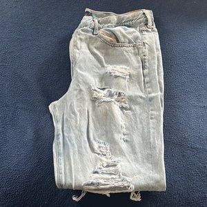 Plus size wide, leg, distressed, ripped jeans